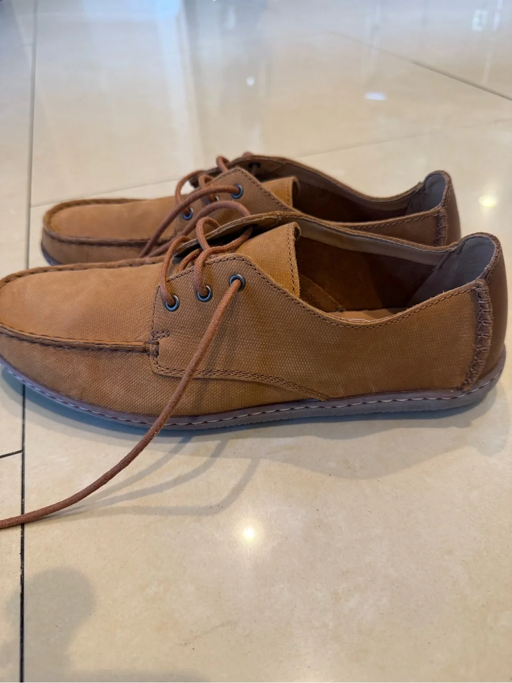 Clarks Men's Tan Canvas Lace-Up Boat Shoes